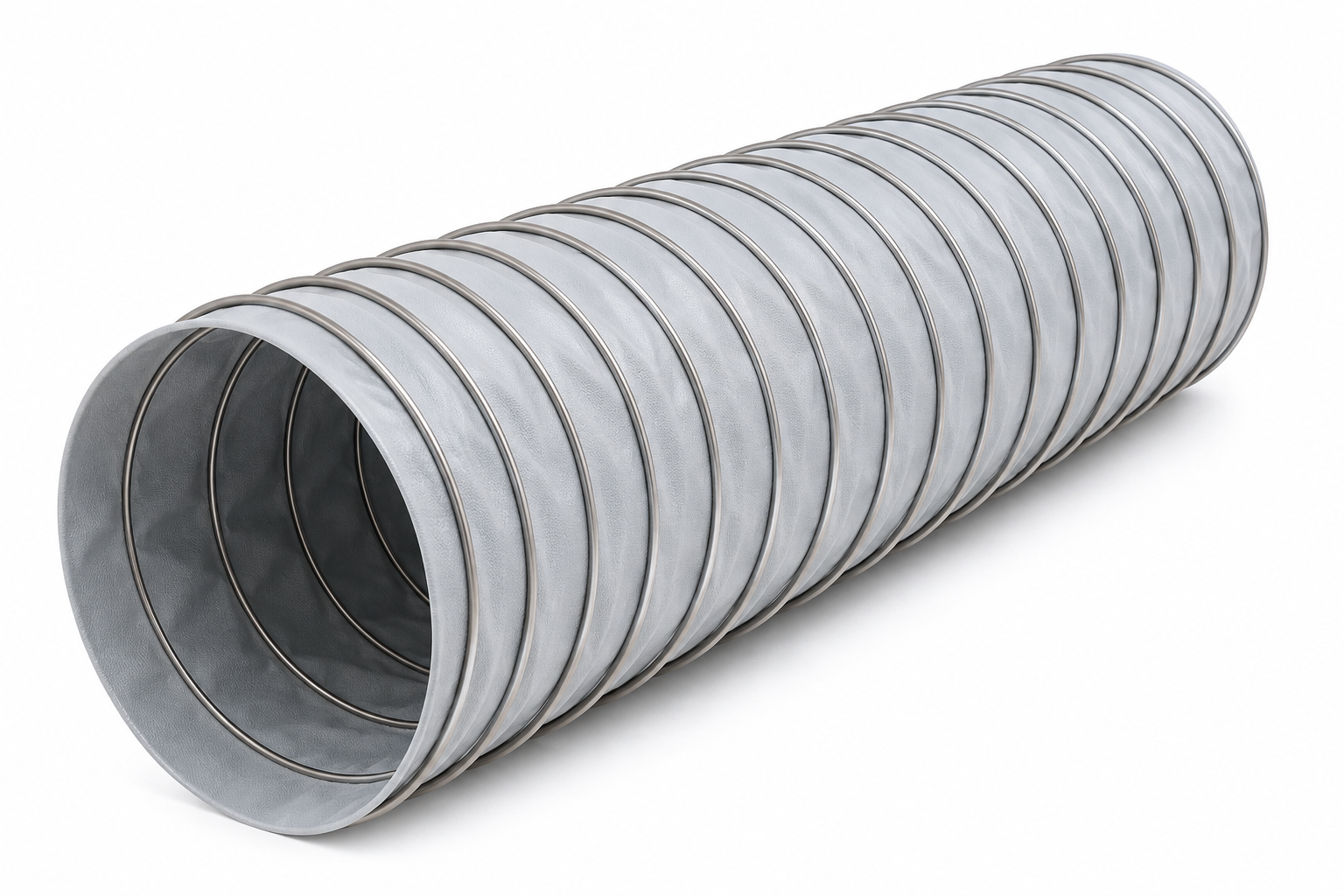 Gray round FluoFlex FF-1 PTFE duct
